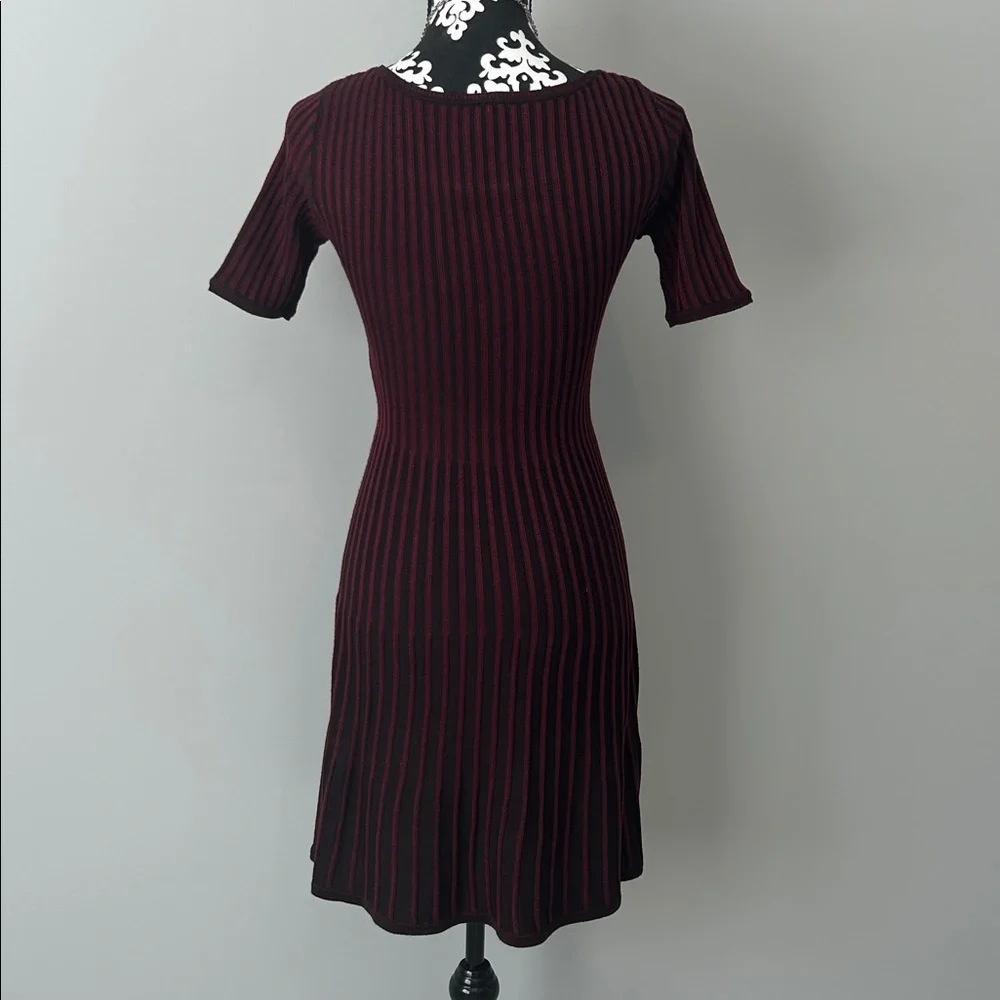 Marc New York Burgundy and Black Striped Midi Dress - Picture 4 of 6
